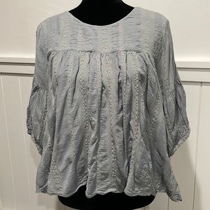 Lucky 3/4 Sleeve Gray/Blue Blouse